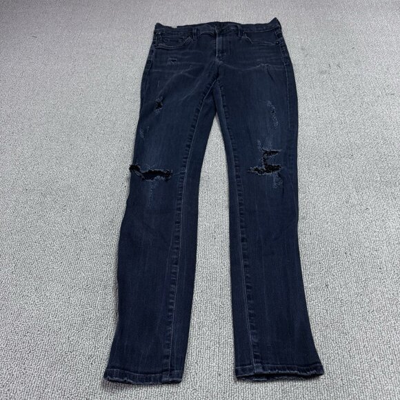 Citizens Of Humanity Jeans Rocket Petite High Rise Skinny Black Distressed 27 - Picture 1 of 14